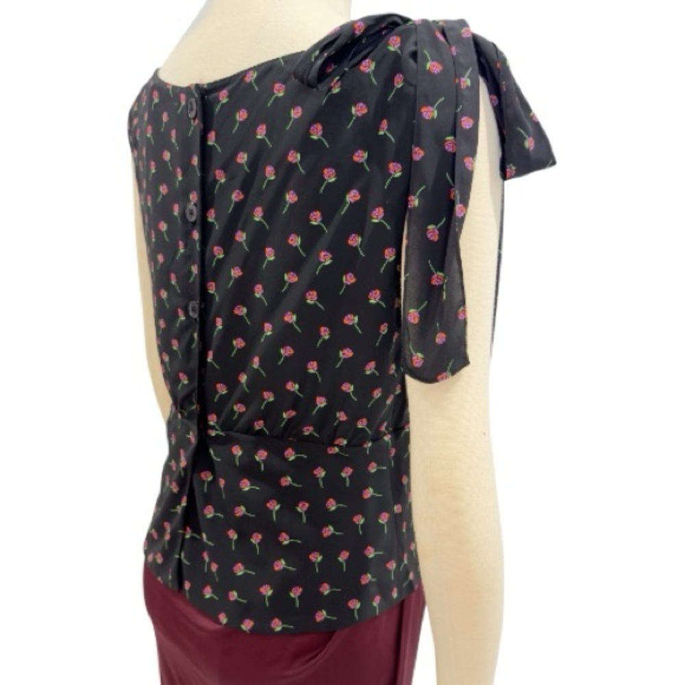Prada Women’s Silk Floral Rose Print Peplum Camisole Boatneck Sleeveless Top NEW - Picture 4 of 16